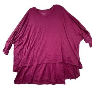 Soft Surroundings Womens Plus Size 1X Layered Purple Stretch‎ Longline Tunic Top